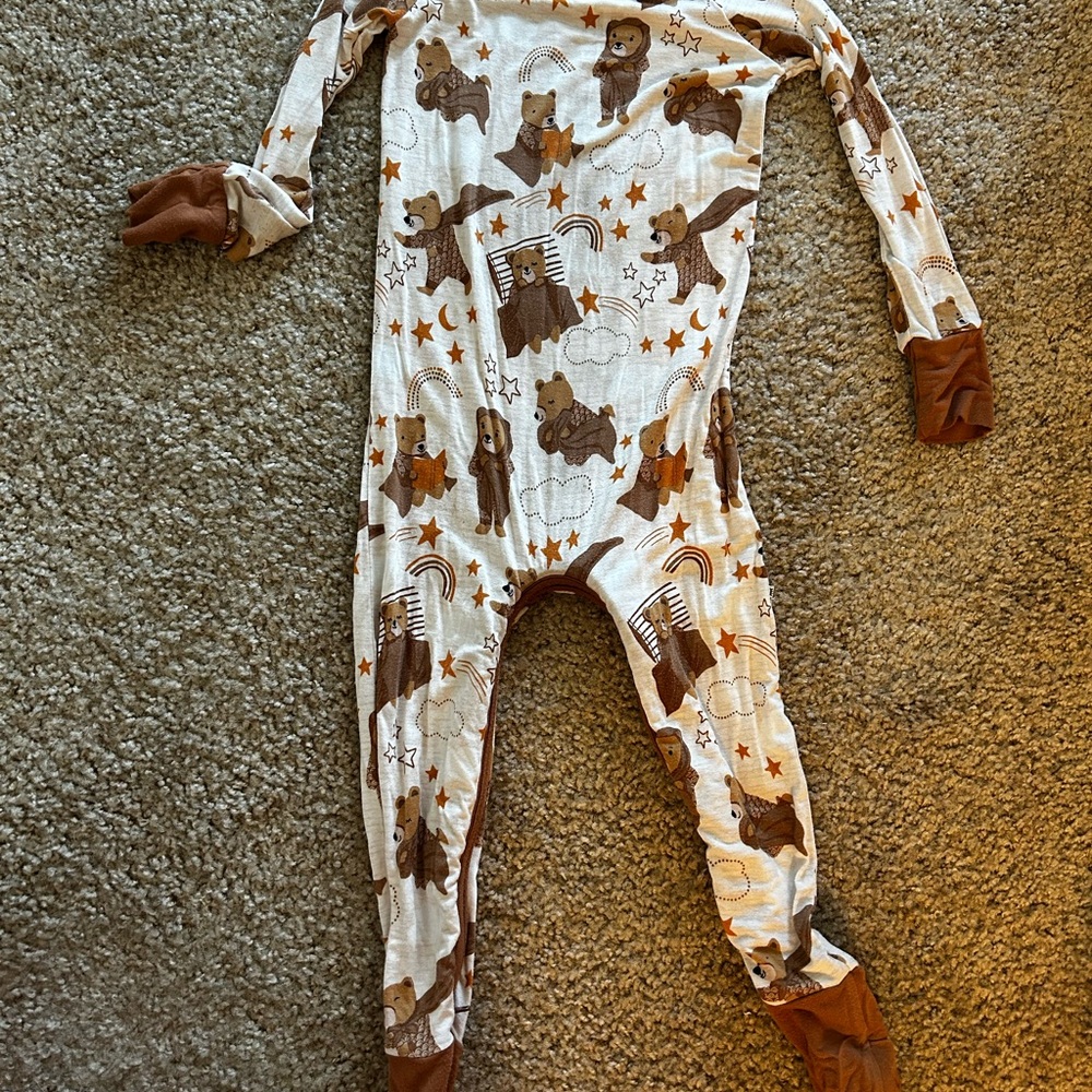Little Sleepies Brown and Cream Footies Pajamas